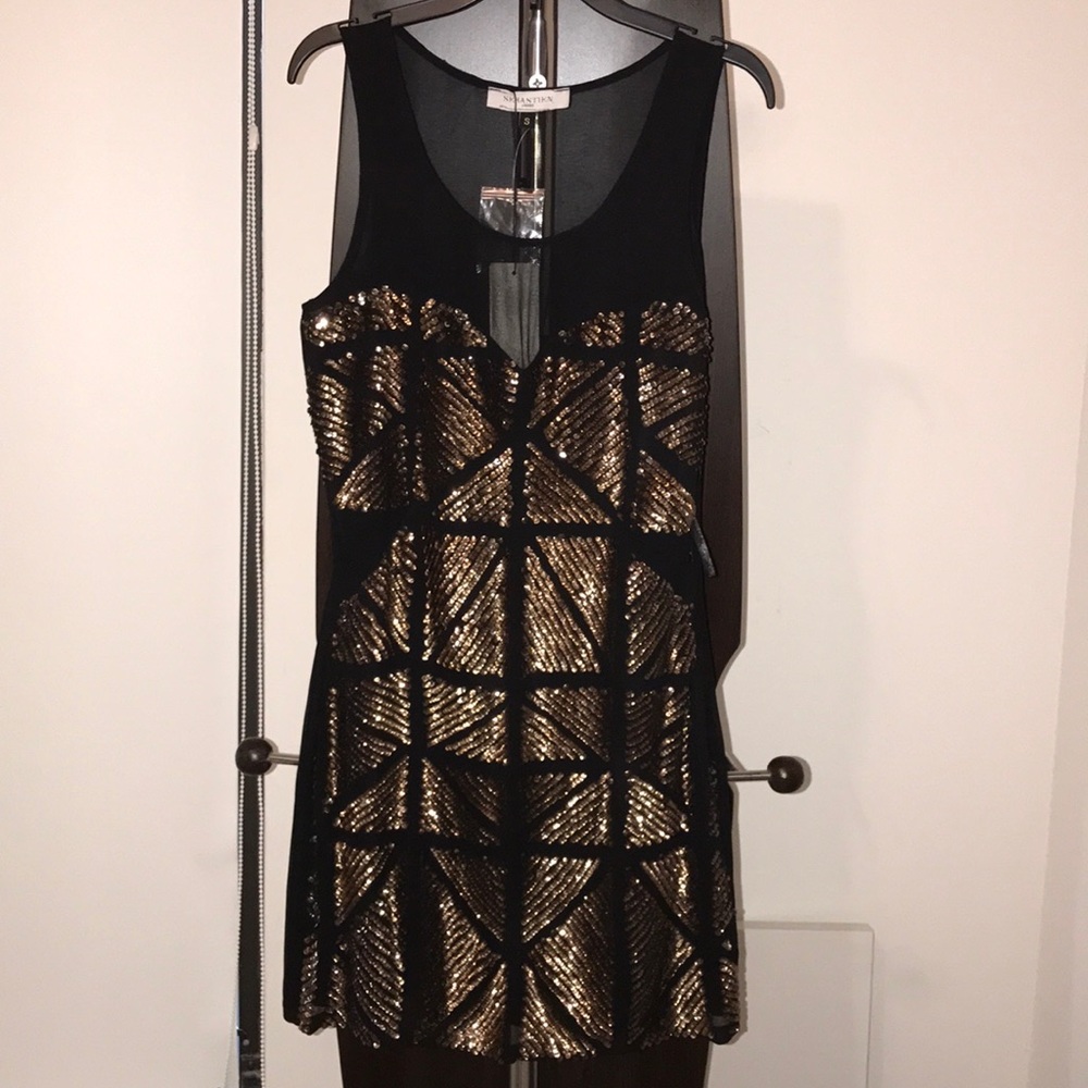 Black and gold sparkly cocktail dress
